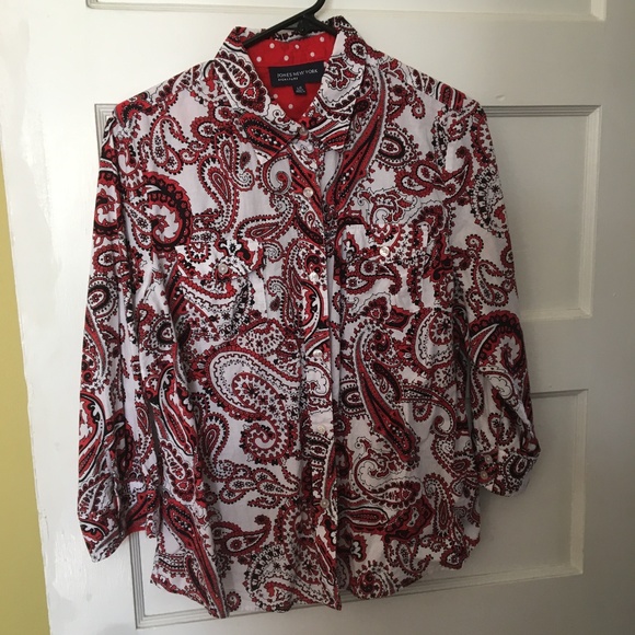 Jones New York Tops - Jones New York BOLD Red Paisley Button Down Shirt